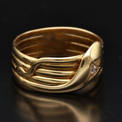 Early 20th Century 18ct Gold Snake Ring image-1