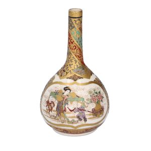 Japanese Meiji Period Satsuma Bottle Vase