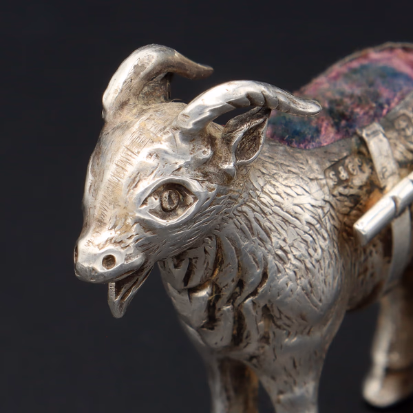 Edwardian Silver Goat Pin Cushion