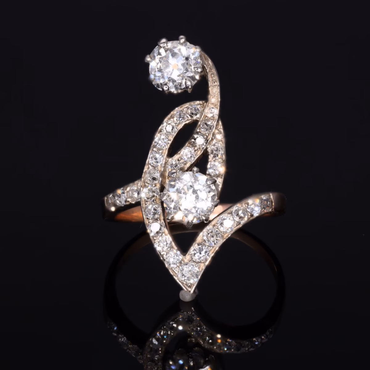 360° view of The Antique Art Nouveau Diamond Flamboyant Ring