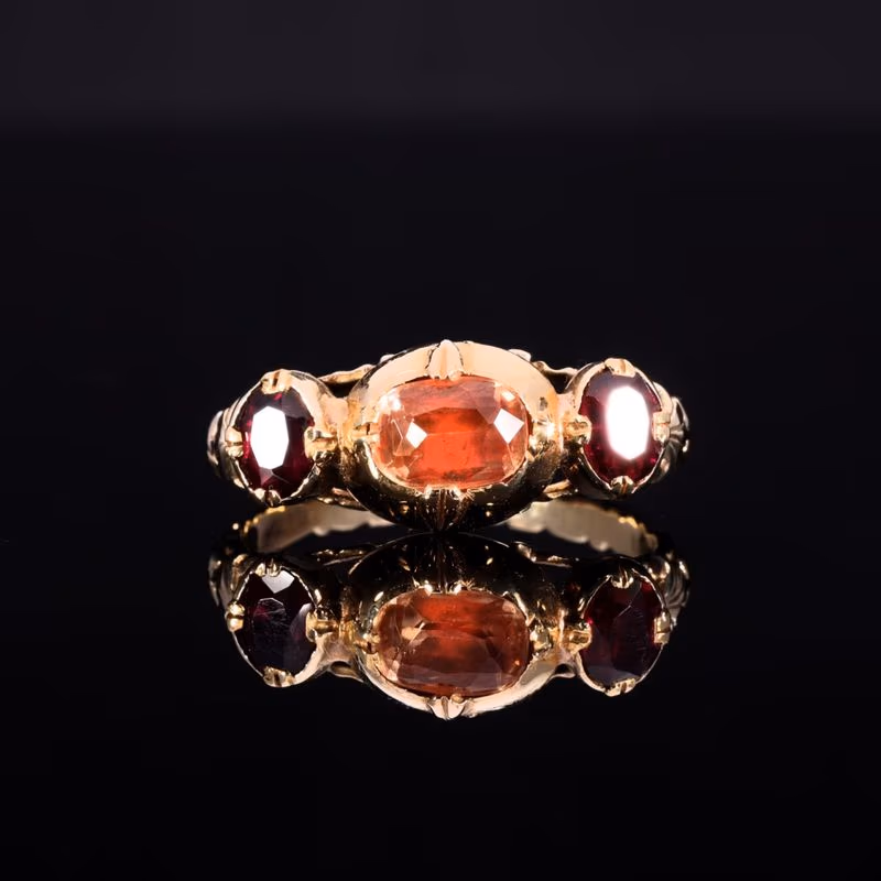 360° view of The Antique French 19th Century Topaz and Garnet Ring