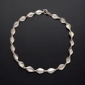 Sterling Silver Foliate Link Necklace from Hermann Siersbol