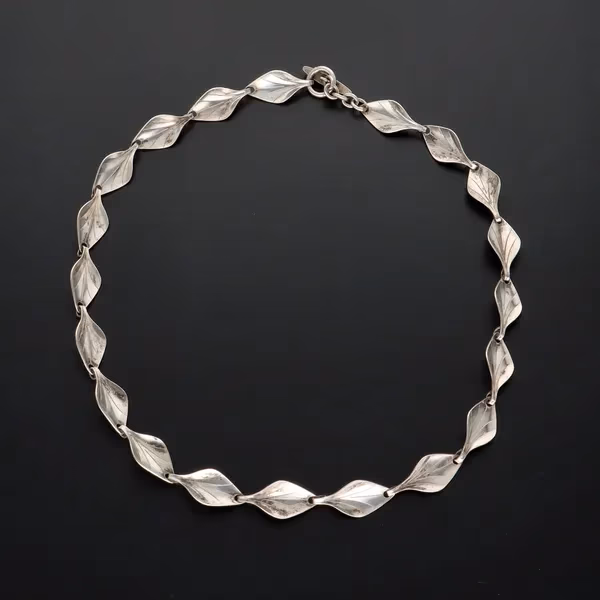Sterling Silver Foliate Link Necklace from Hermann Siersbol