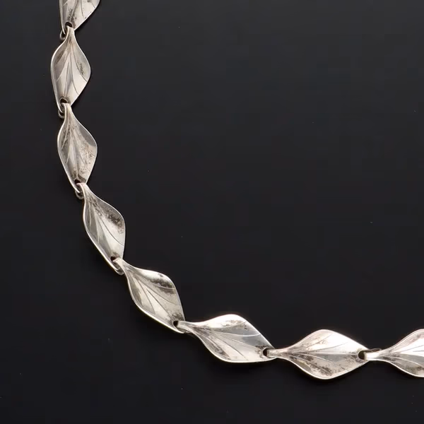 Sterling Silver Foliate Link Necklace from Hermann Siersbol