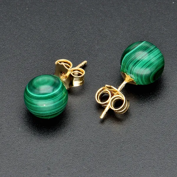 18ct Gold Malachite Earrings. Edinburgh 2017.