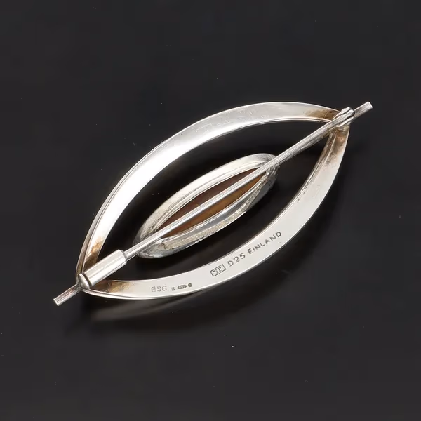 Kupittaan Kulta Brooch | Mid-Century | Sterling Silver & Tigers Eye