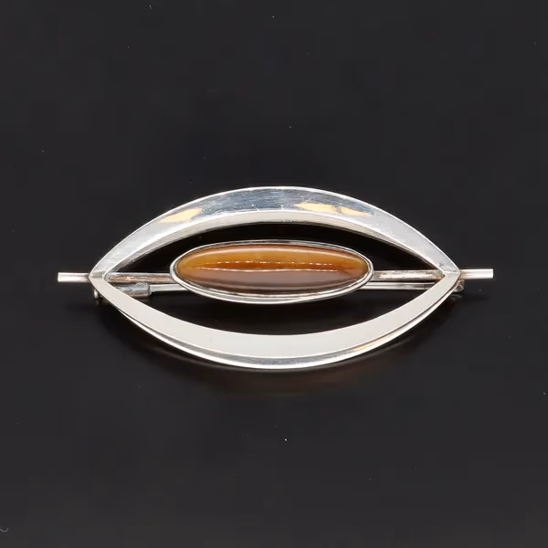 Kupittaan Kulta Brooch | Mid-Century | Sterling Silver & Tigers Eye