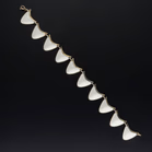 Norwegian Vermeil Sterling Silver & White Guilloché Enamel Bracelet