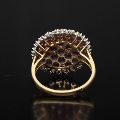 Gold Amethyst Diamond Bombe Ring image-4
