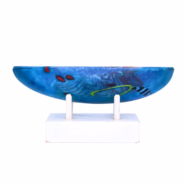 Kosta Boda Blue Glass Boat by Bertil Vallien