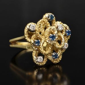 Unusual 18ct Gold Sapphire and Diamond Ring