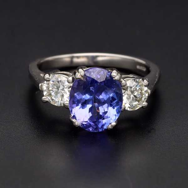 Platinum Tanzanite Diamond Ring