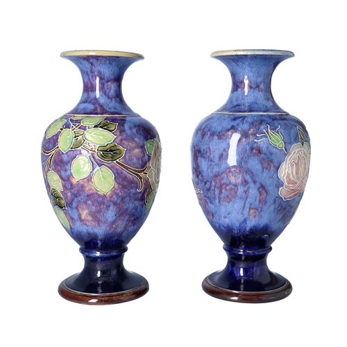 Pair of Doulton Lambeth Baluster Tubeline Vases image-2