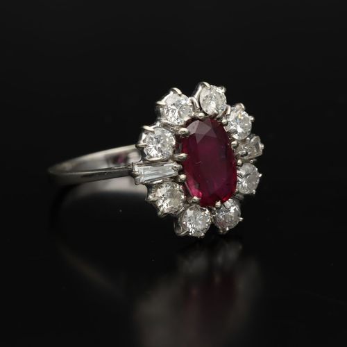 Art Deco 18ct White Gold Ruby and Diamond Ring image-1