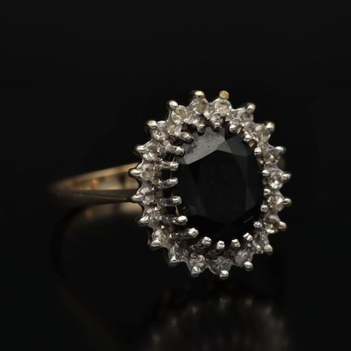 Gold Sapphire Diamond Ring image-1