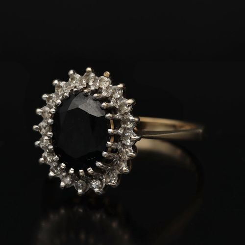 Gold Sapphire Diamond Ring image-3