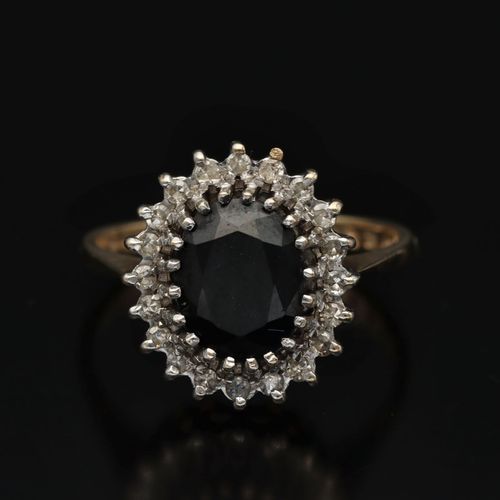 Gold Sapphire Diamond Ring image-2