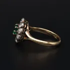 Edwardian 18ct Yellow Gold O-Cut Diamond & Colombian Emerald Ring