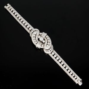 15ct White Gold Vintage Diamond Bracelet