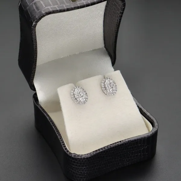 18ct White Gold 0.71ct Diamond Oval Earrings
