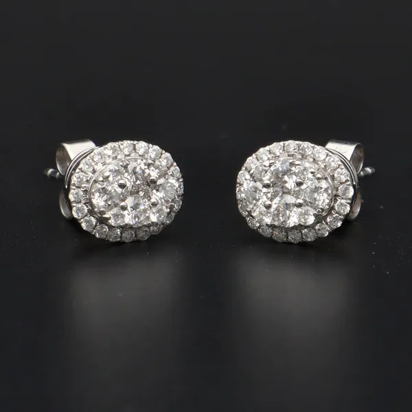 18ct White Gold 0.71ct Diamond Oval Earrings