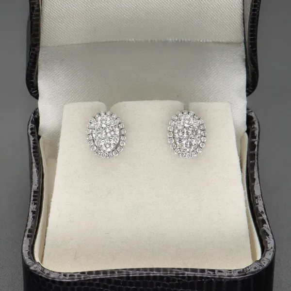 18ct White Gold 0.71ct Diamond Oval Earrings