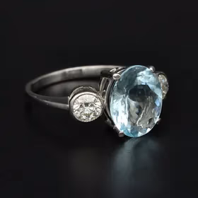 Platinum Aquamarine & Diamond Ring