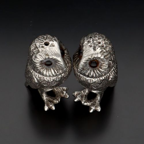 Edwardian Silver Owl Salt and Pepper image-2
