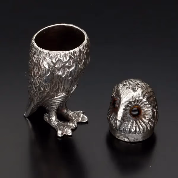 Edwardian Silver Owl Salt and Pepper