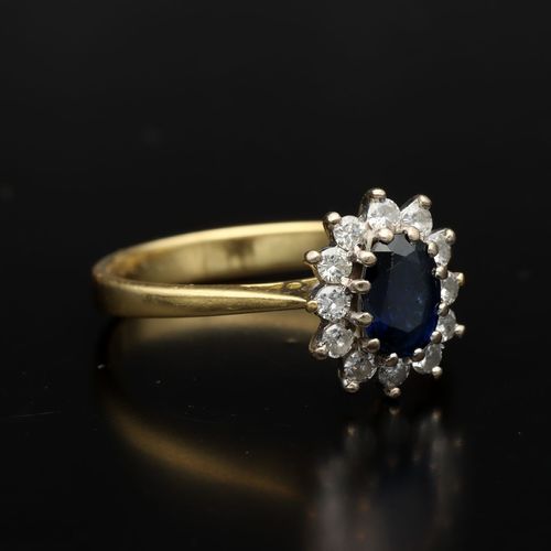 18ct Gold Sapphire and Diamond Ring image-1