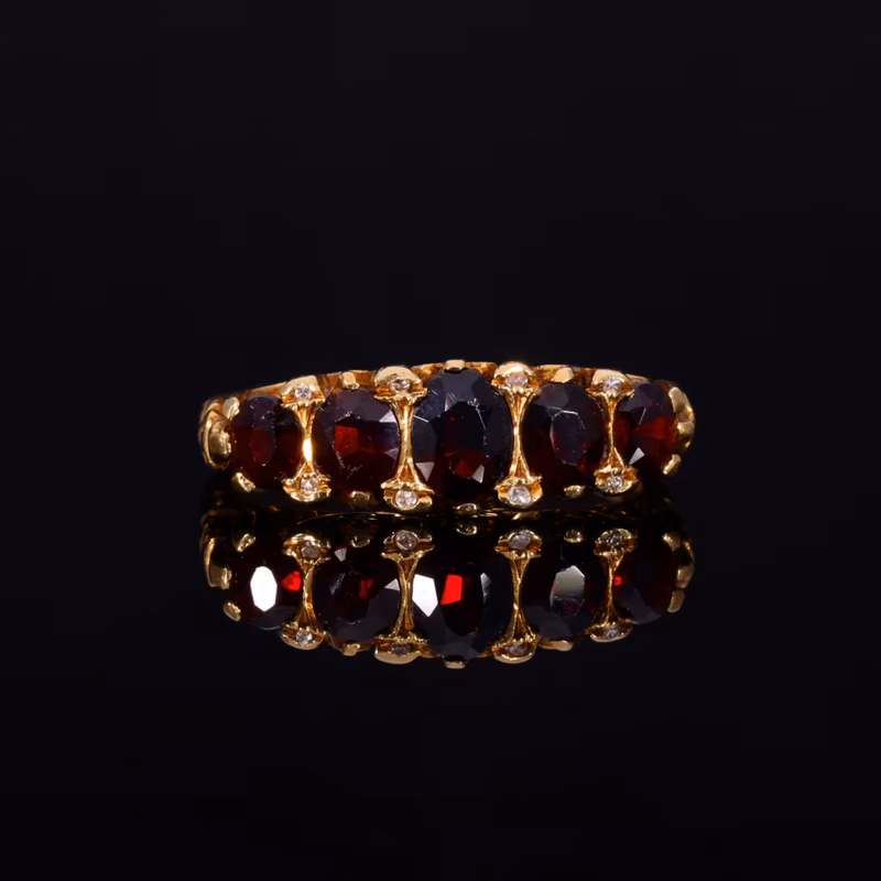 360° view of The Vintage 1962 Five Garnet And Diamond Fire Ring