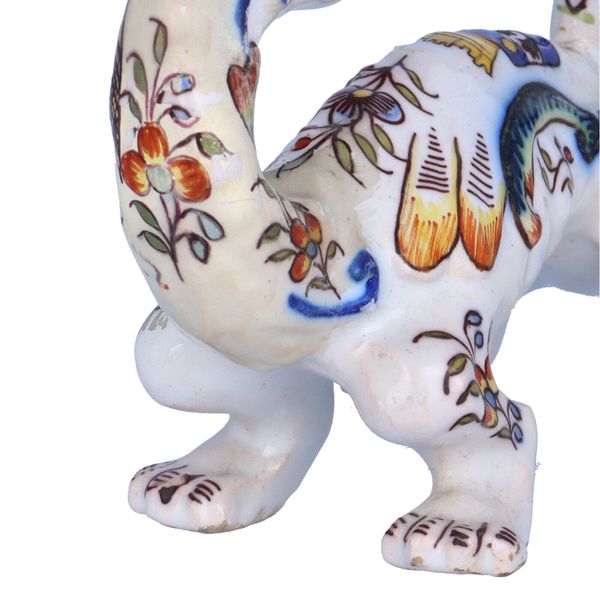 Pair of Gabriel Fourmaintraux Faience Candle Holders