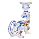Pair of Gabriel Fourmaintraux Faience Candle Holders