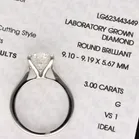 Platinum 3.00ct Round Brilliant Cut Lab Grown Diamond Ring