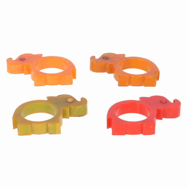 Set of Four Art Deco Bakelite Elephant Napkin Rings