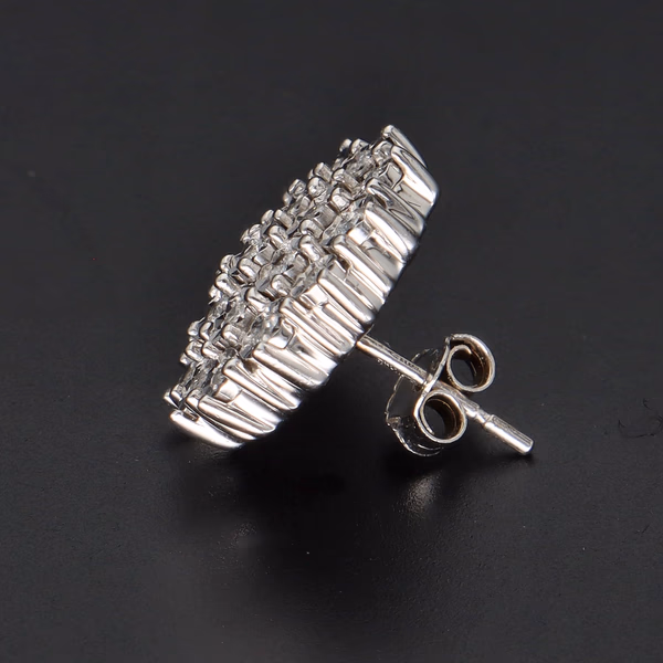 9ct White Gold Diamond Cluster Earrings