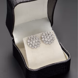 9ct White Gold Diamond Cluster Earrings