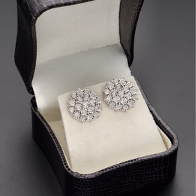 9ct White Gold Diamond Cluster Earrings