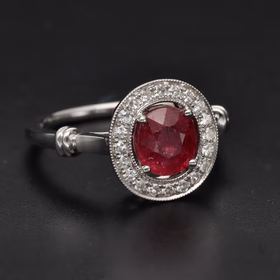 18ct White Gold Ruby Cluster Ring