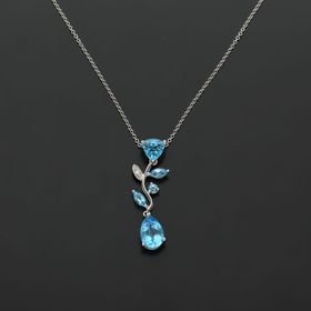18ct Gold Blue Topaz and Diamond Pendant