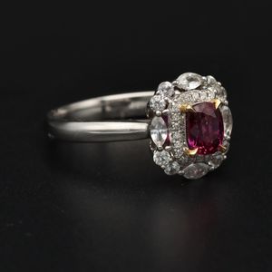 18ct White Gold Mozambique Ruby Sapphire and Diamond Ring