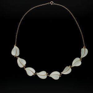 Norwegian Silver and White Guilloche Enamel Necklace