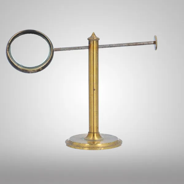 19th Century Brass Pillar Desk Magnifying Glass
