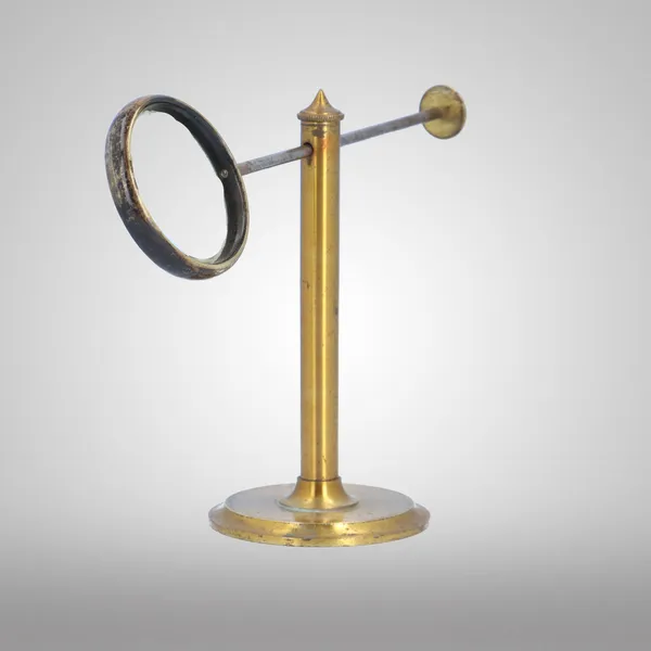 19th Century Brass Pillar Desk Magnifying Glass