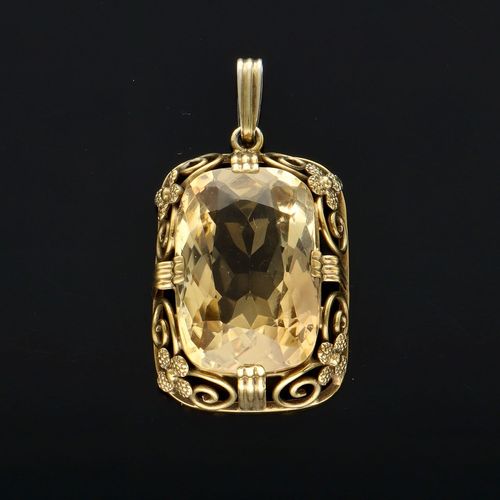 Victorian 14ct Gold Citrine Pendant image-2