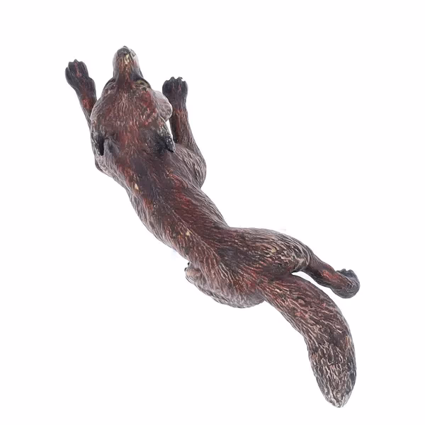 Cold Painted Bronze Figure of a Fox