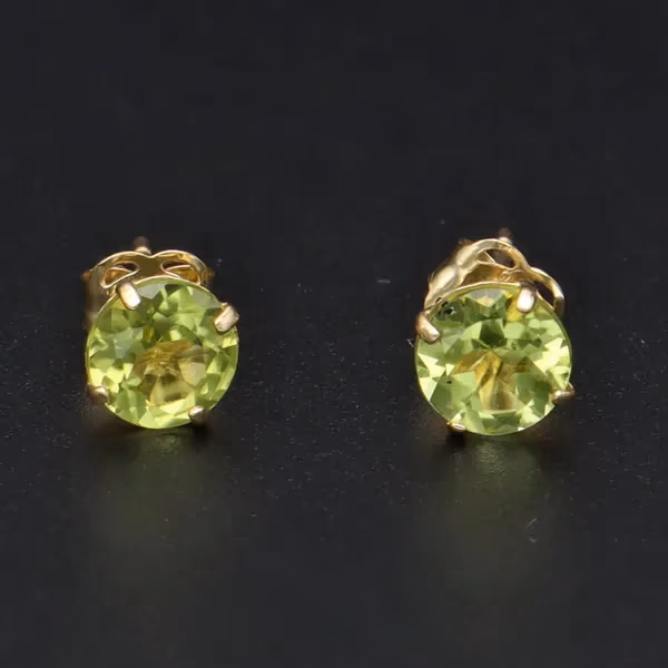 Pair Of 9ct Yellow Gold Peridot Stud Earrings