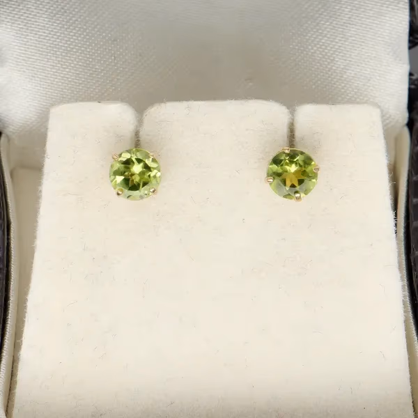 Pair Of 9ct Yellow Gold Peridot Stud Earrings