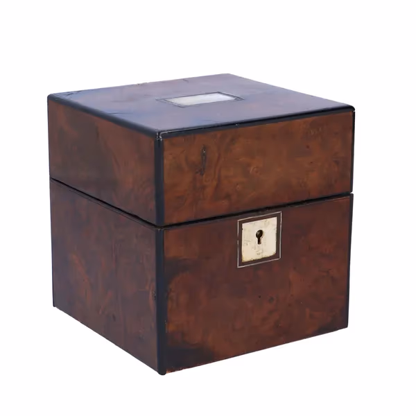 Victorian Burr Walnut Four Bottle Scent Casket
