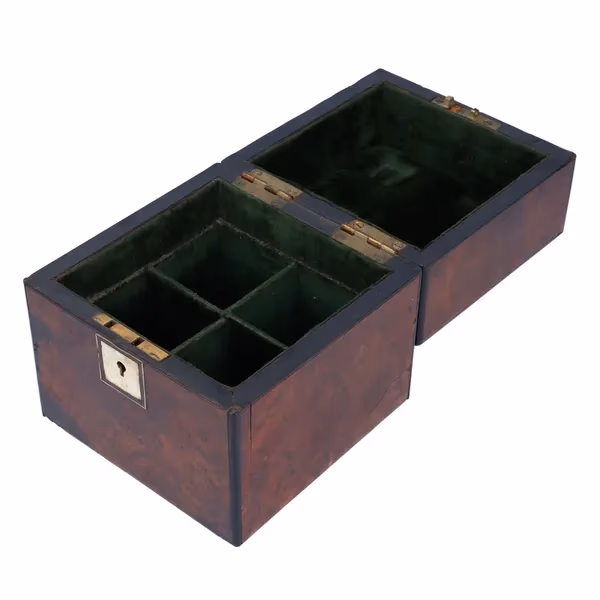 Victorian Burr Walnut Four Bottle Scent Casket